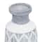 Coastal Gray And White Ceramic Jar Vase With Criss Cross Pattern, 16" x 6" x 6"